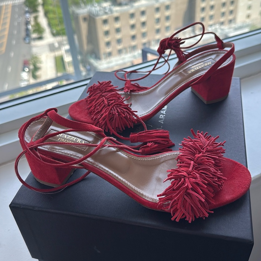 Aquazzura fringe sandals 38